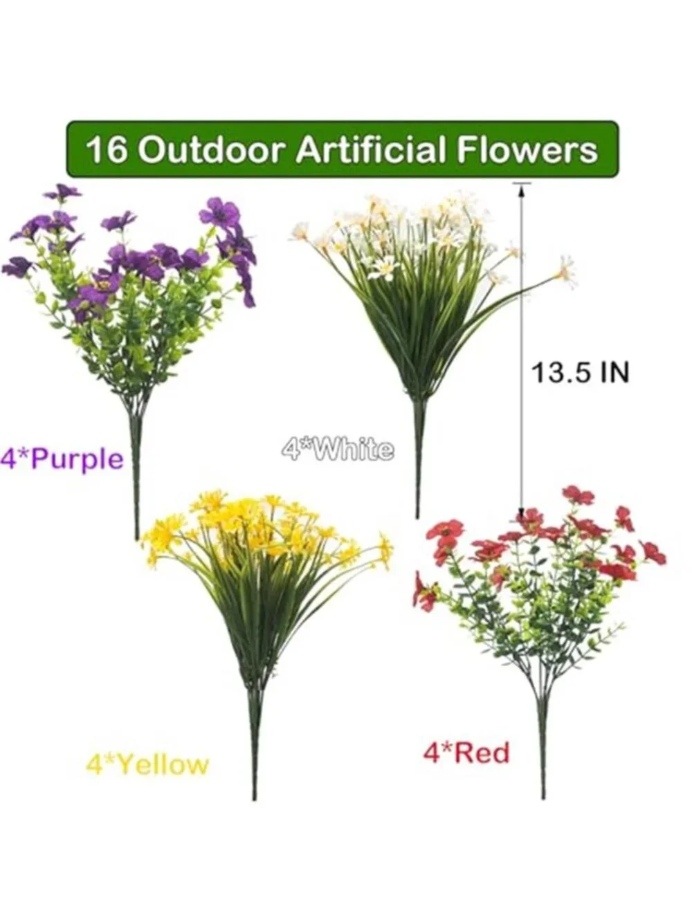 Artificial Outdoor Flowers UV Resistant Faux Plants Daisy Porch Decor Set
